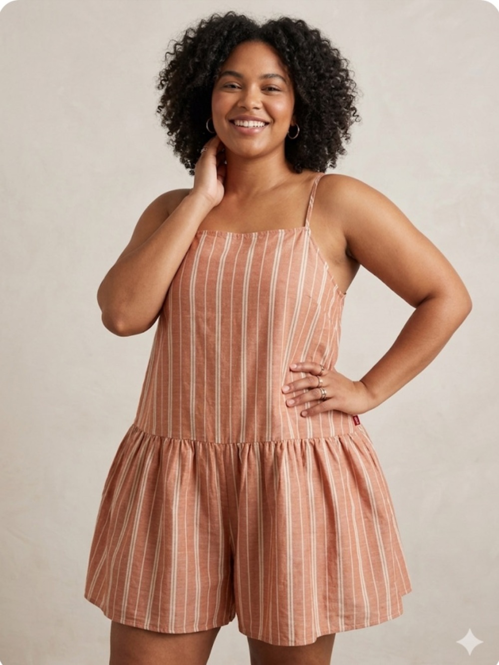Levi's Rust Orange & White Striped Romper with Shoulder Ties XXL